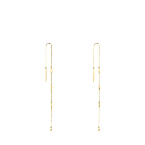 Long gold Virtual Garden Earrings with gemstones