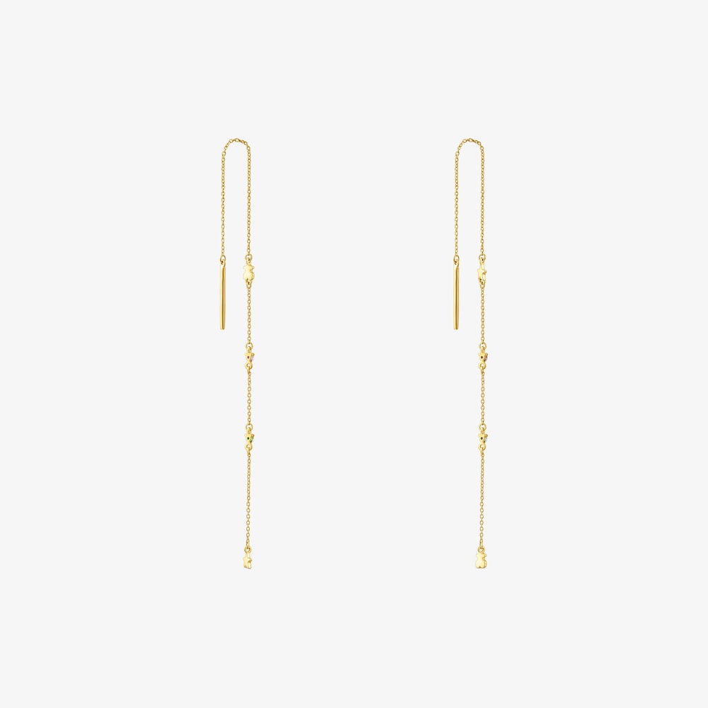 Aretes largos de oro y gemas Virtual Garden