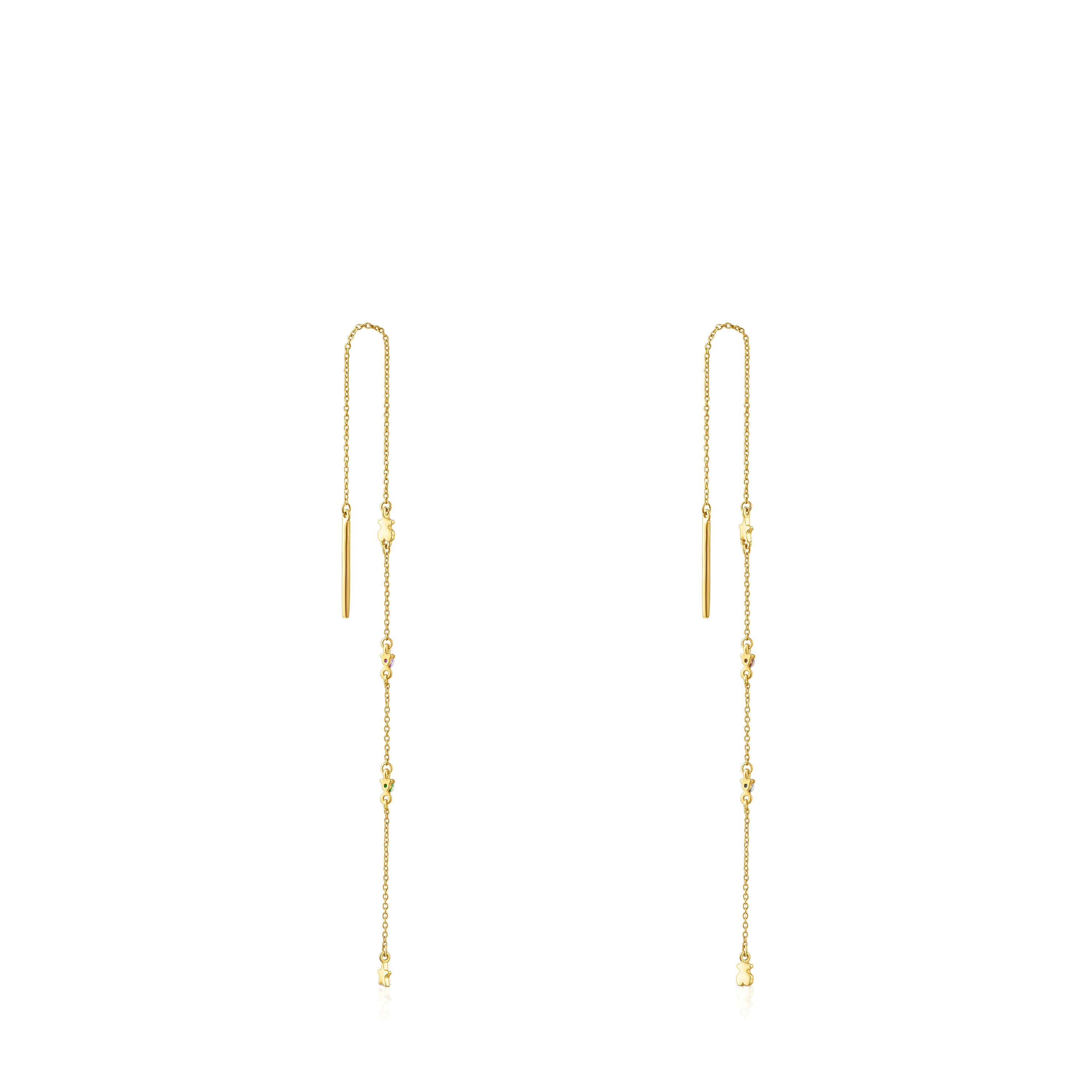 Pendientes largos de oro y gemas Virtual Garden