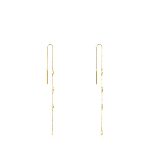 Long gold Virtual Garden Earrings with gemstones