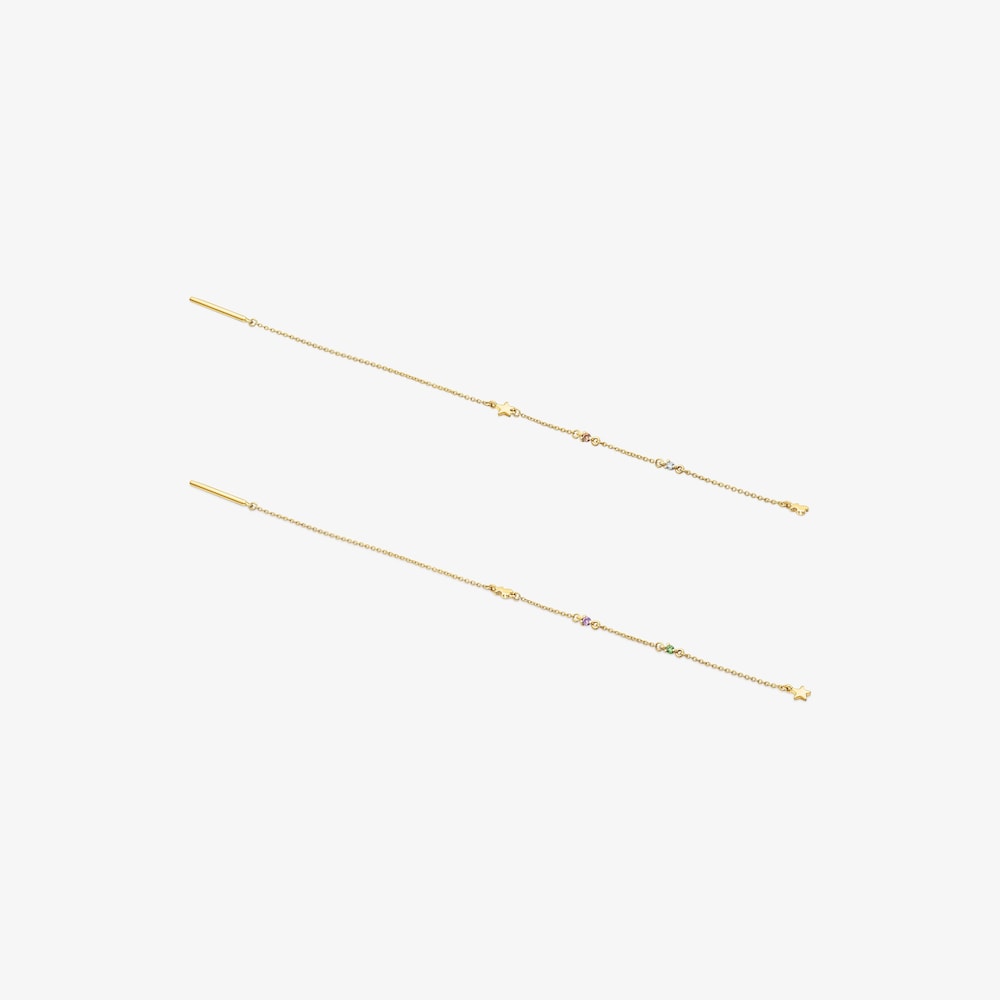 Aretes largos de oro y gemas Virtual Garden