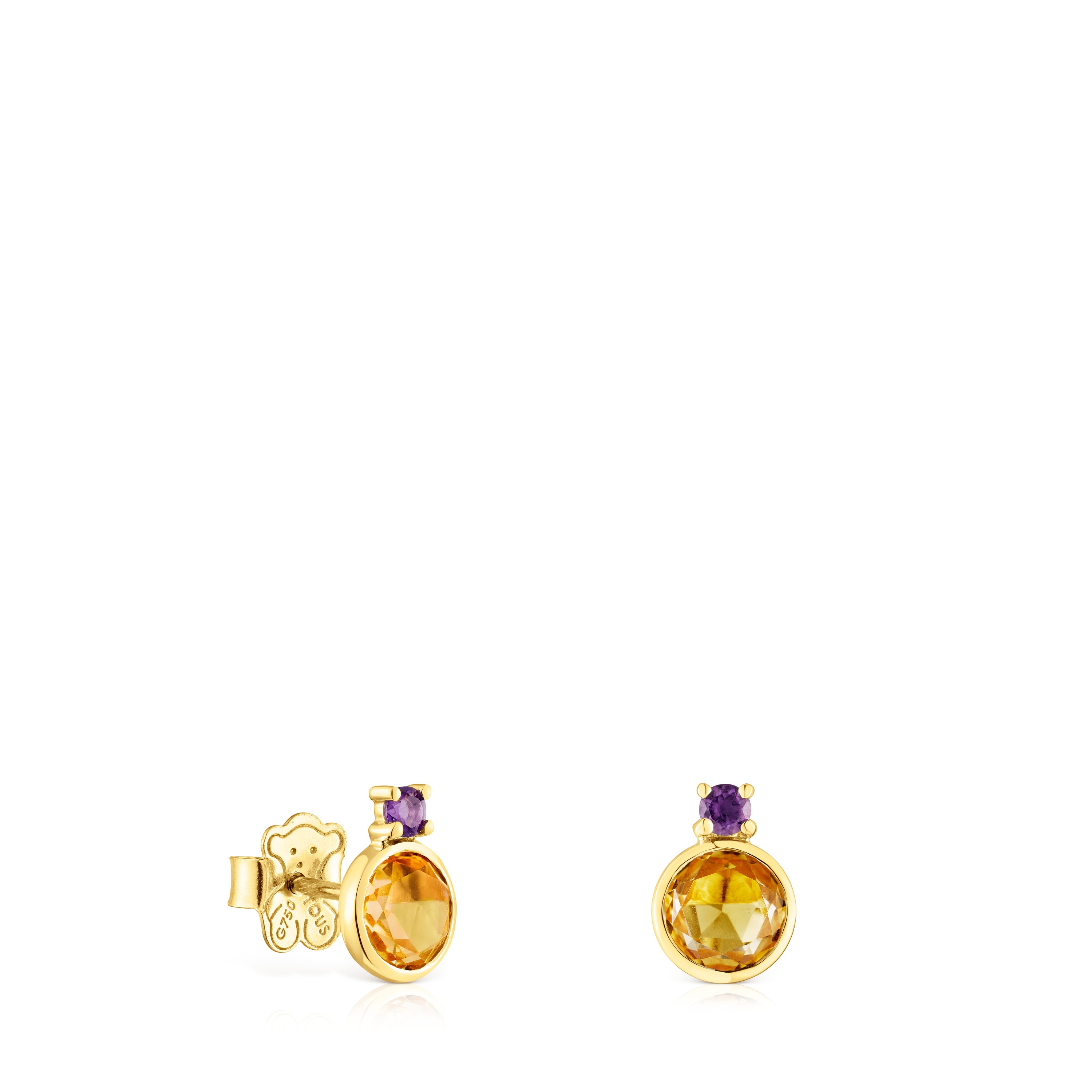 Gold Virtual Garden Earrings with citrine and amethyst