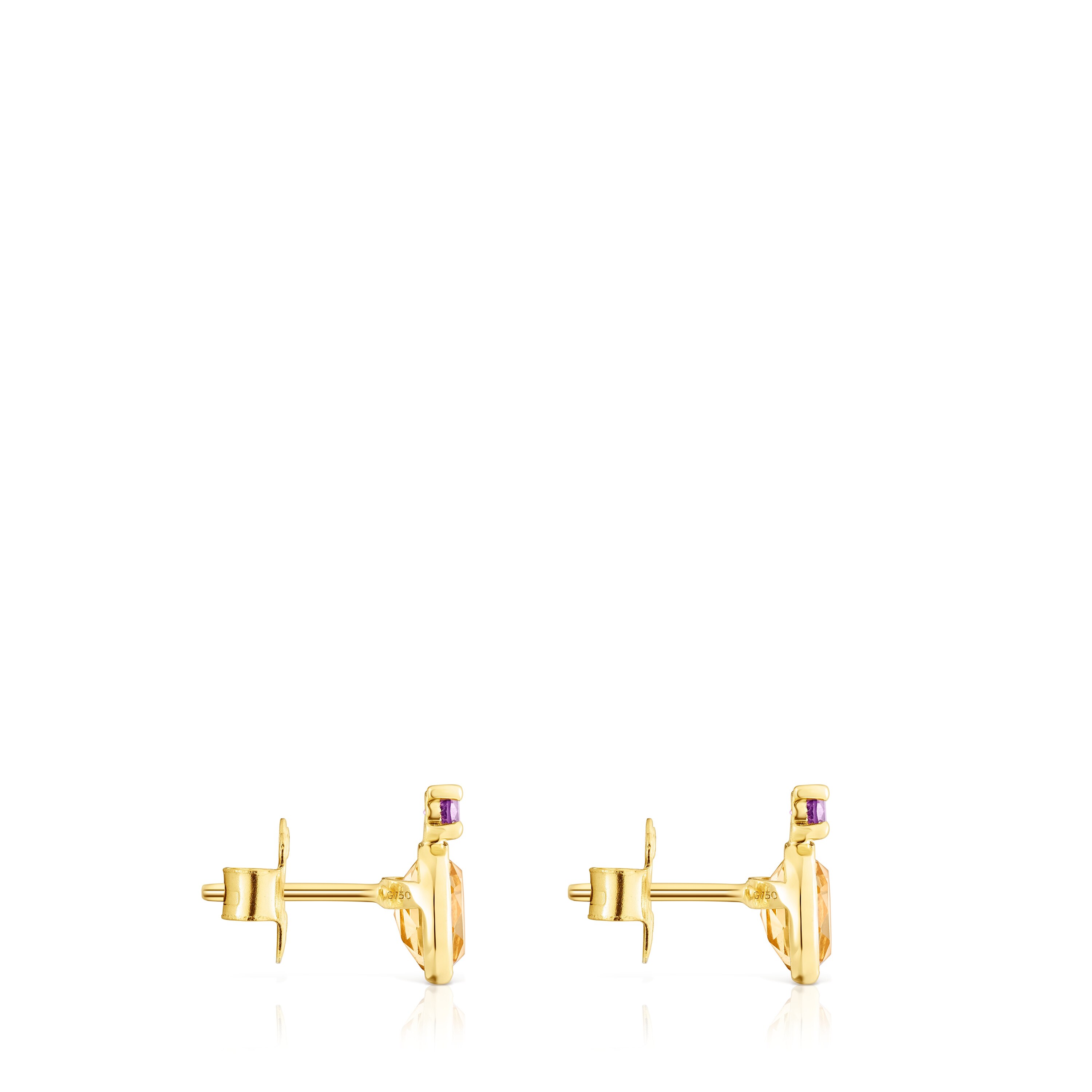 Gold Virtual Garden Earrings with citrine and amethyst