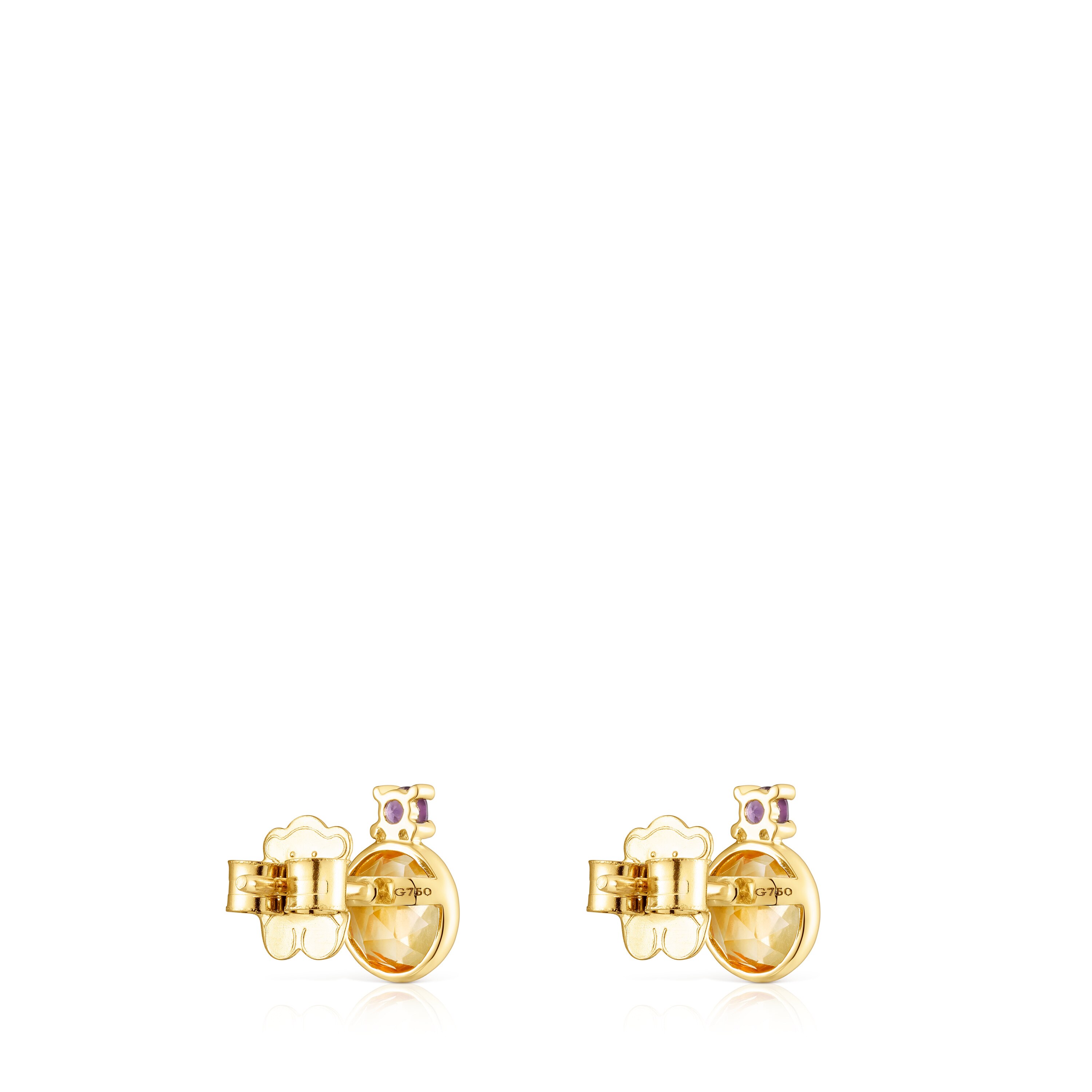 Gold Virtual Garden Earrings with citrine and amethyst