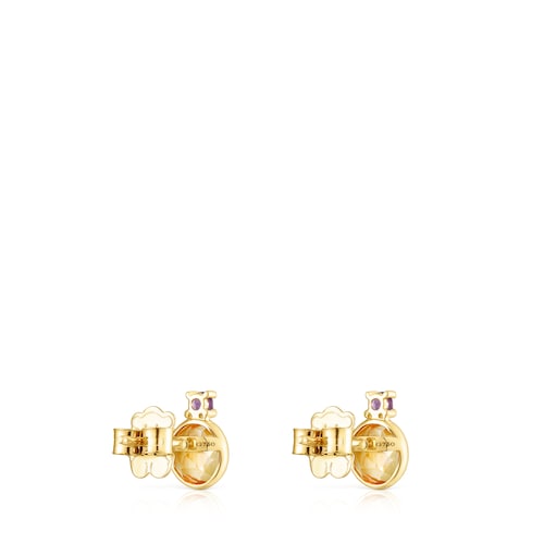 Gold Virtual Garden Earrings with citrine and amethyst