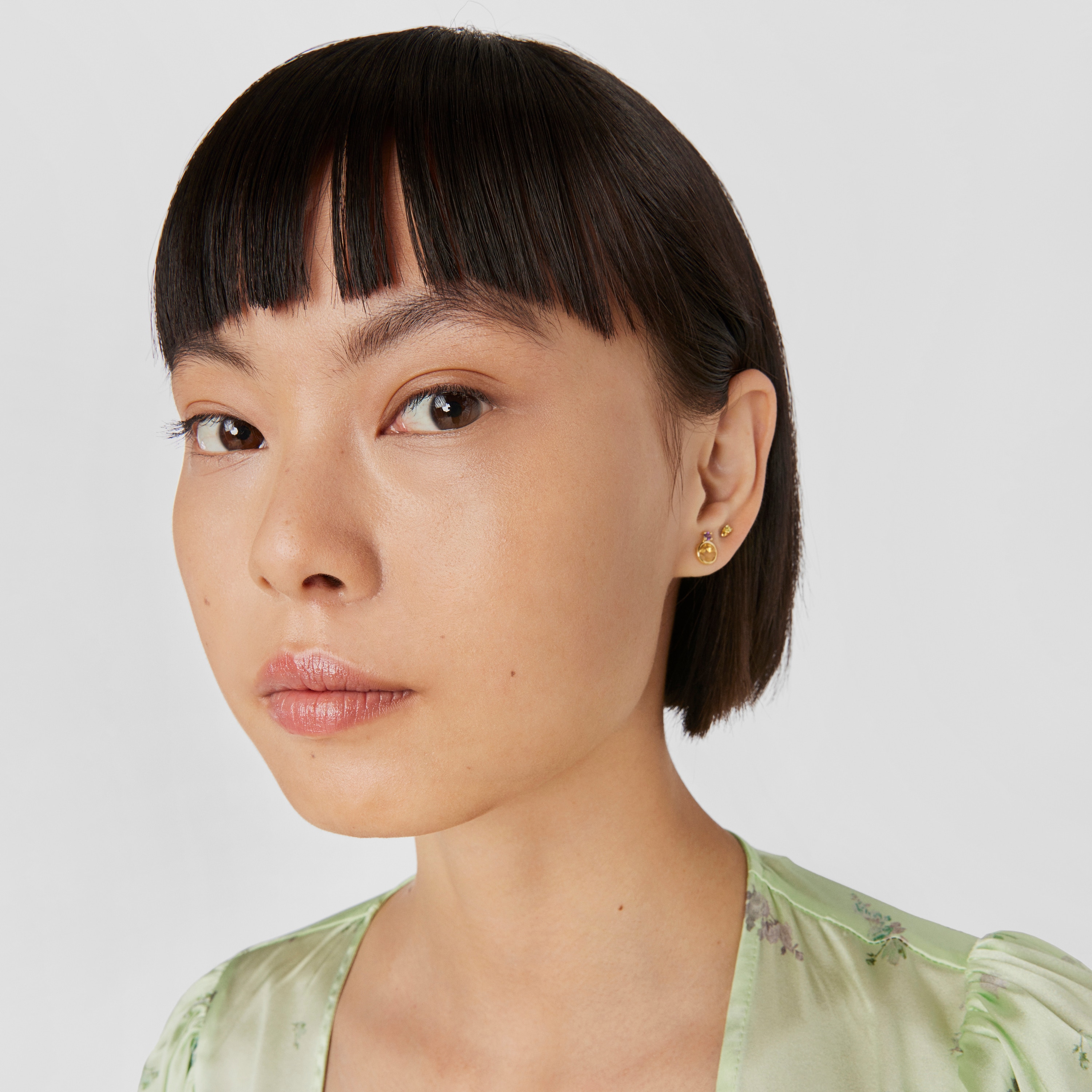 18K Solid Gold Virtual Garden Earrings with citrine and amethyst