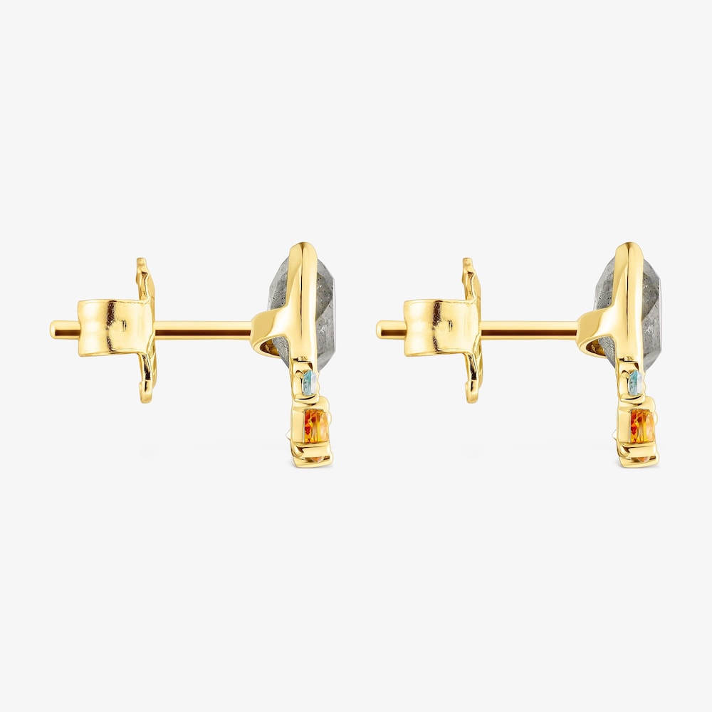 Pendientes de oro con labradorita y gemas Virtual Garden