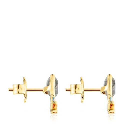 Gold Virtual Garden Earrings with labradorite and gemstones