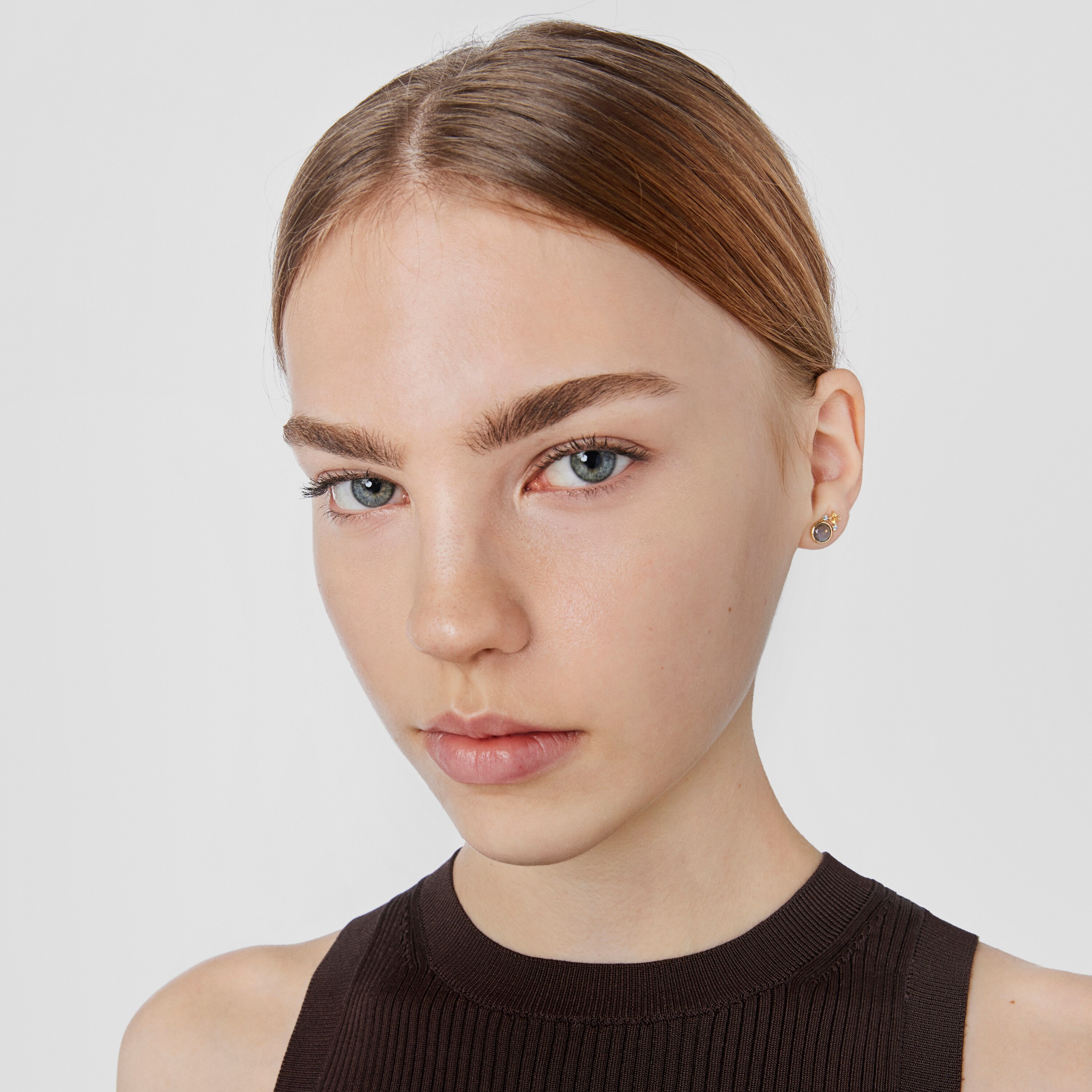 Gold Virtual Garden Earrings with labradorite and gemstones