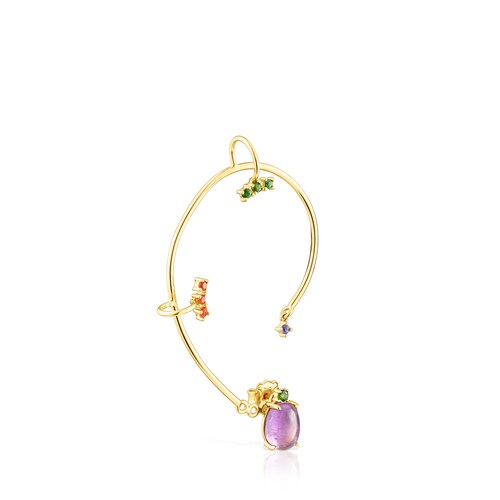 Earcuff Virtual&nbsp;Garden em prata vermeil e pedras preciosas