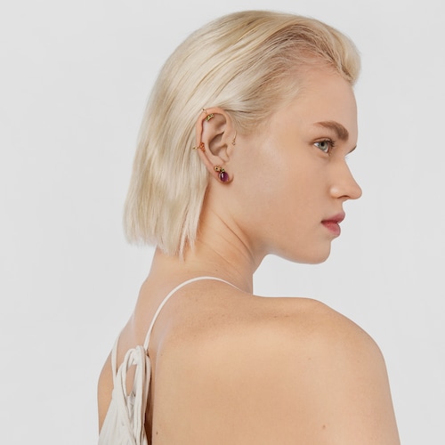 Earcuff Virtual&nbsp;Garden em prata vermeil e pedras preciosas