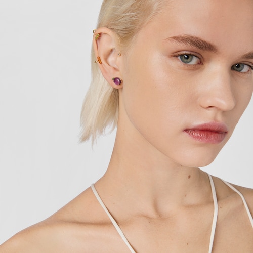 Earcuff Virtual&nbsp;Garden em prata vermeil e pedras preciosas