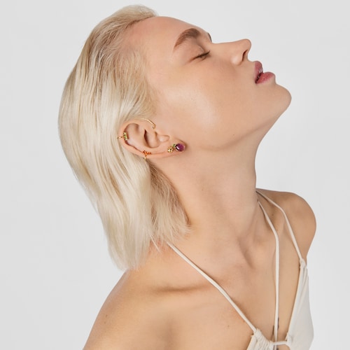 Earcuff Virtual&nbsp;Garden em prata vermeil e pedras preciosas