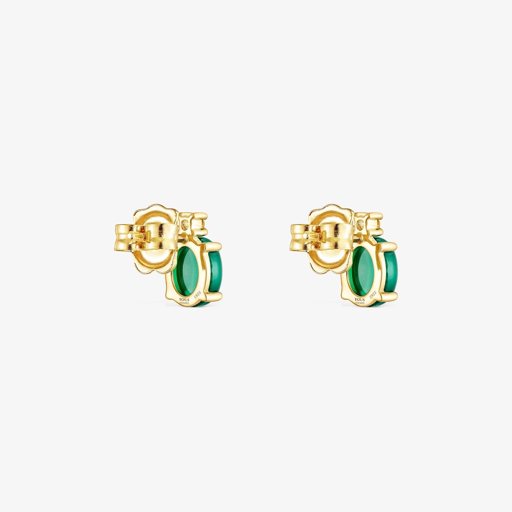 Aretes con ba&ntilde;o de oro 18 kt sobre plata, calcedonia tratada y citrino Virtual Garden