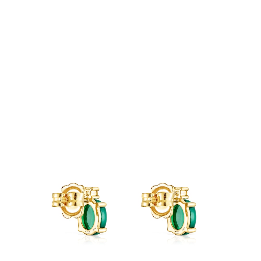 Pendientes con baño de oro 18 kt sobre plata, calcedonia tratada y citrino Virtual Garden image number 2