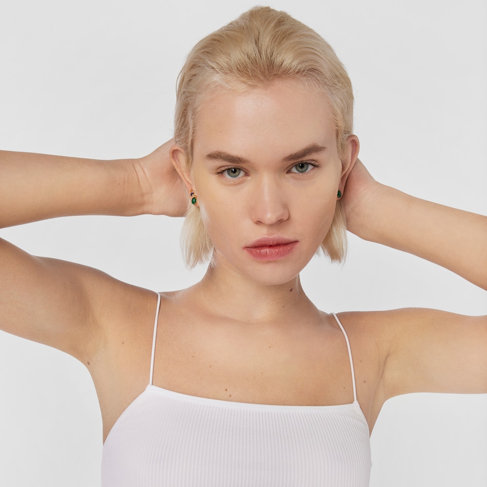 Aretes con ba&ntilde;o de oro 18 kt sobre plata, calcedonia tratada y citrino Virtual Garden