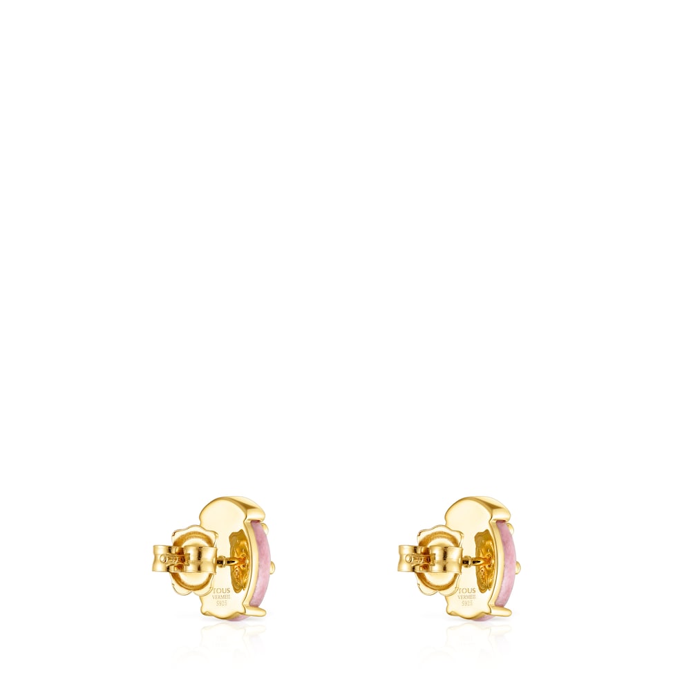 Pendientes con baño de oro 18 kt sobre plata y rodonita Virtual Garden image number 2