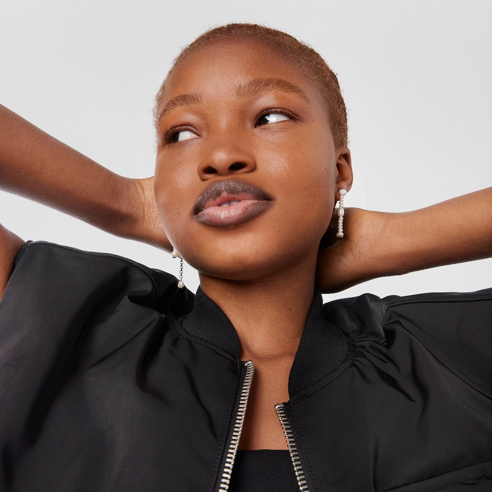 Dark silver Virtual&nbsp;Garden Double earrings with cultured pearls