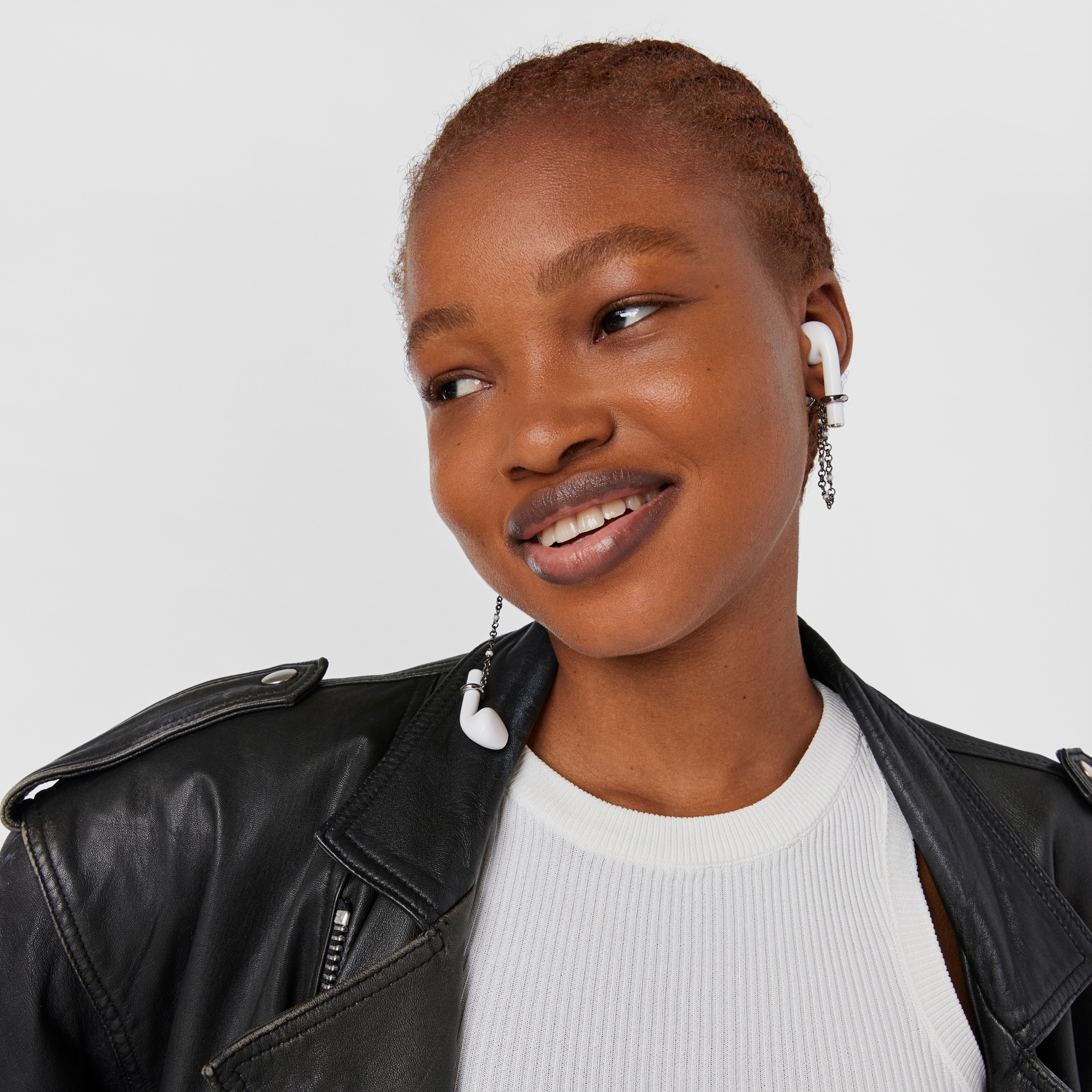 Dark silver Virtual Garden Earrings for AirPods with cultured pearls