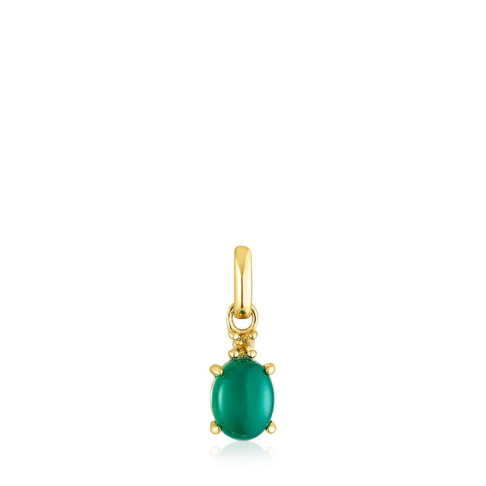 Colgante con baño de oro 18 kt sobre plata y calcedonia tratada Virtual Garden image number 0