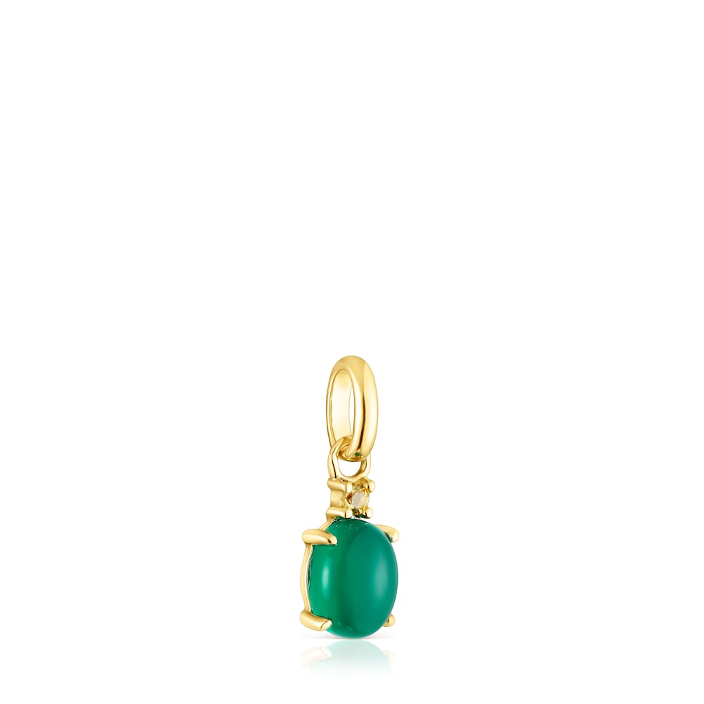 Colgante con baño de oro 18 kt sobre plata y calcedonia tratada Virtual Garden image number 1