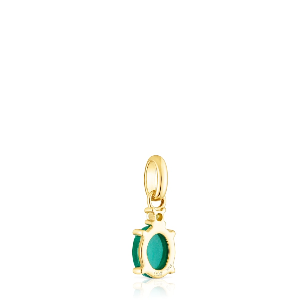 Colgante con baño de oro 18 kt sobre plata y calcedonia tratada Virtual Garden image number 2