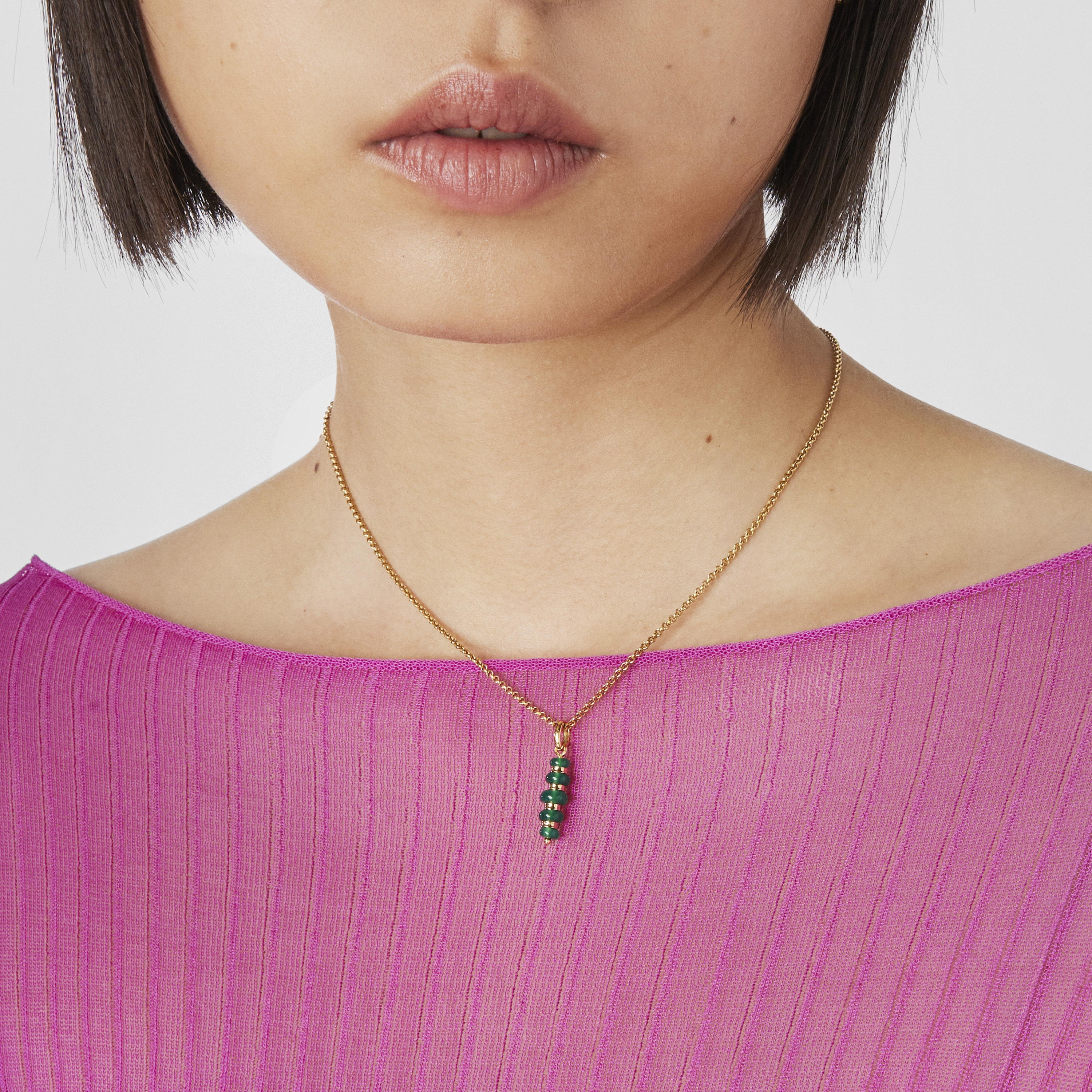 Silver vermeil Virtual Garden Pendant with chalcedony