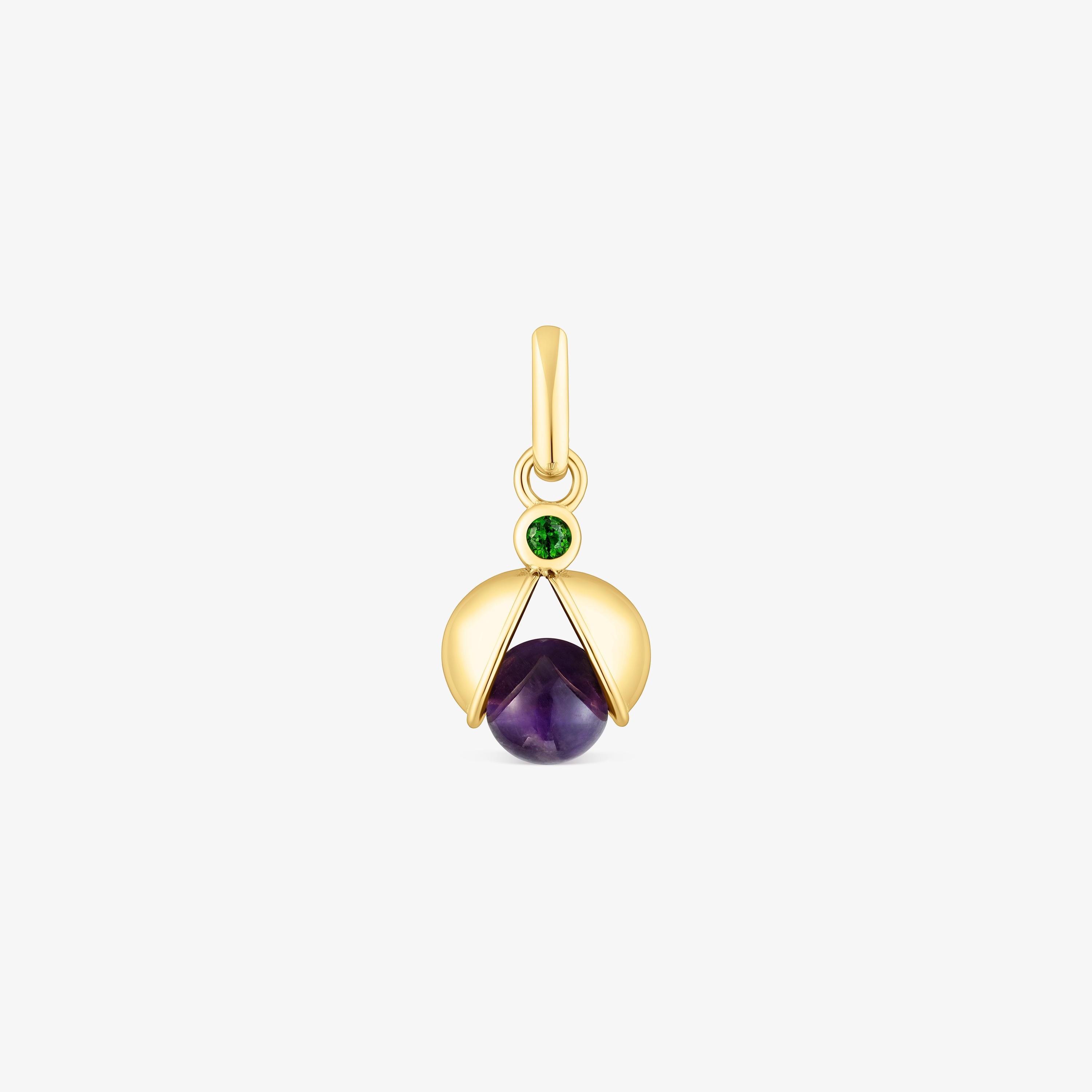 Silver vermeil Virtual Garden Pendant with amethyst and chrome diopside