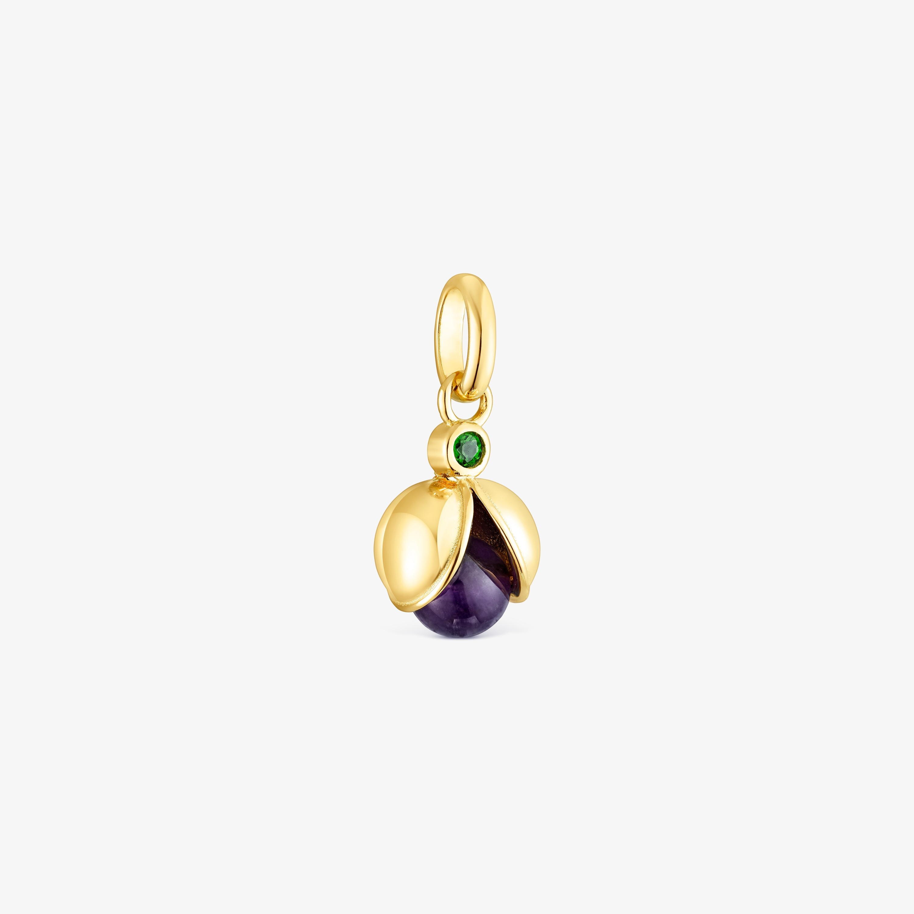 Silver vermeil Virtual Garden Pendant with amethyst and chrome diopside