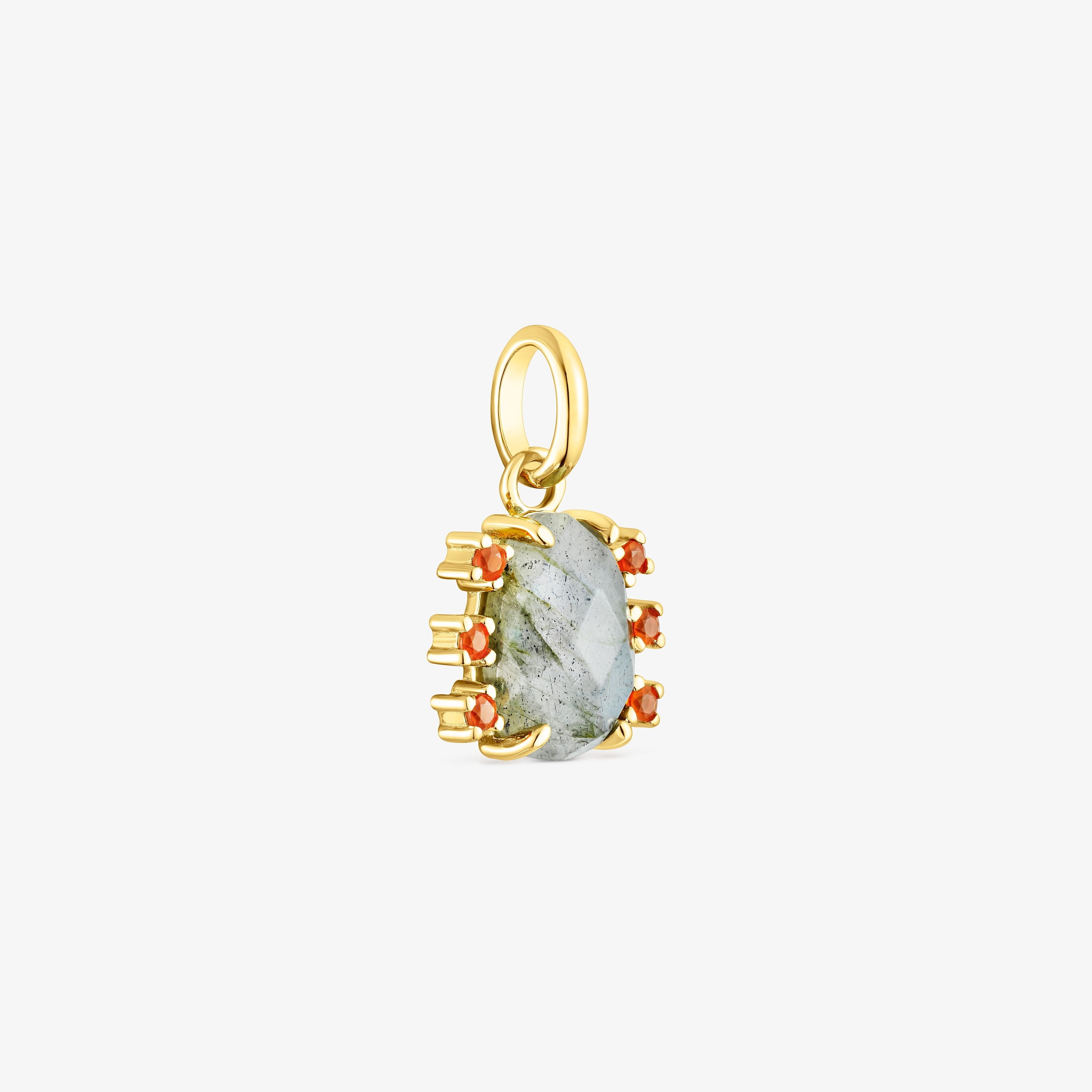 Silver vermeil Virtual Garden Pendant with labradorite and carnelian
