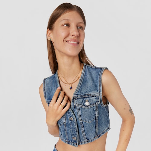 Dije con ba&ntilde;o de oro 18 kt sobre plata, lapisl&aacute;zuli y cromodi&oacute;psido Virtual Garden