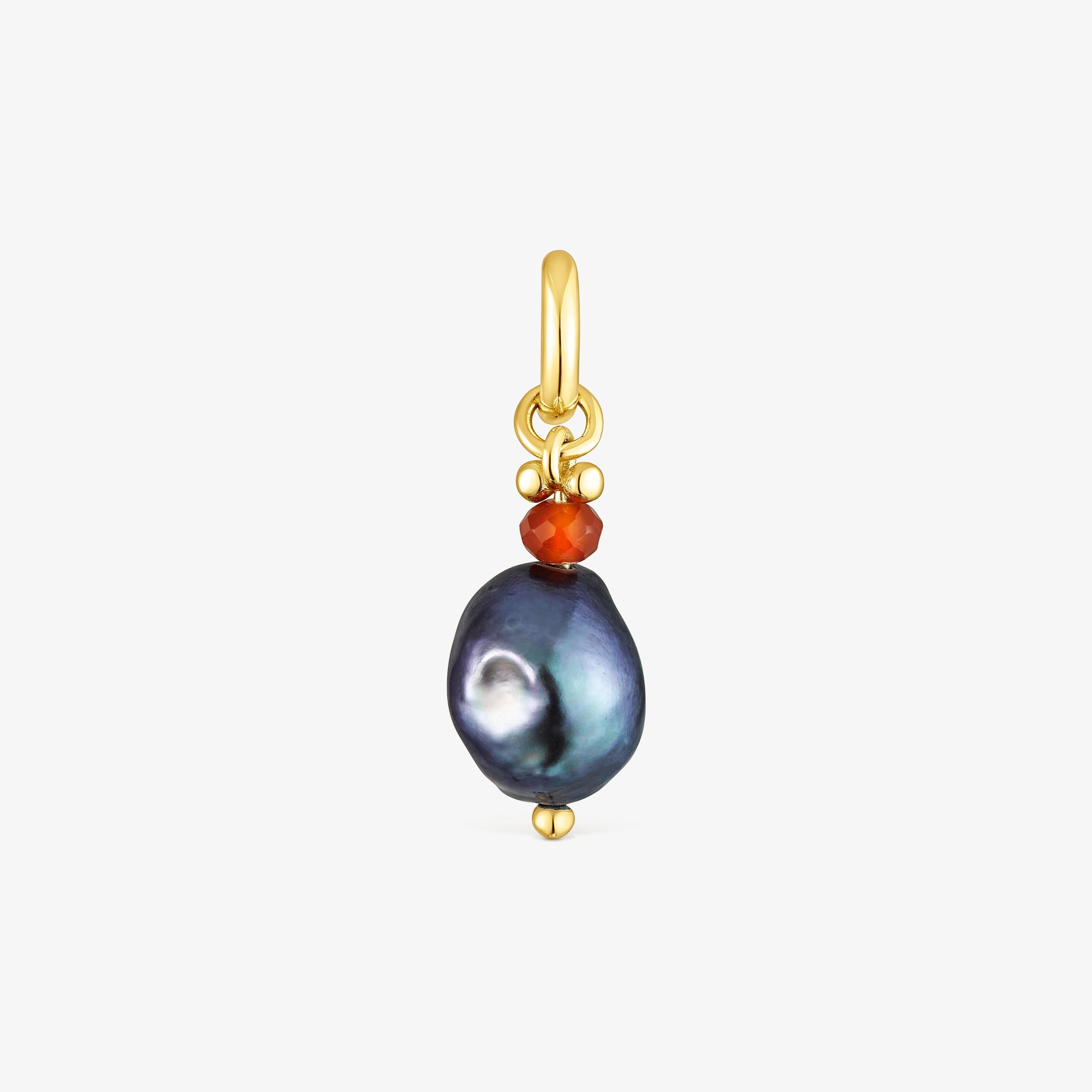 Silver vermeil Virtual Garden Pendant with treated cultured pearl and cornelian