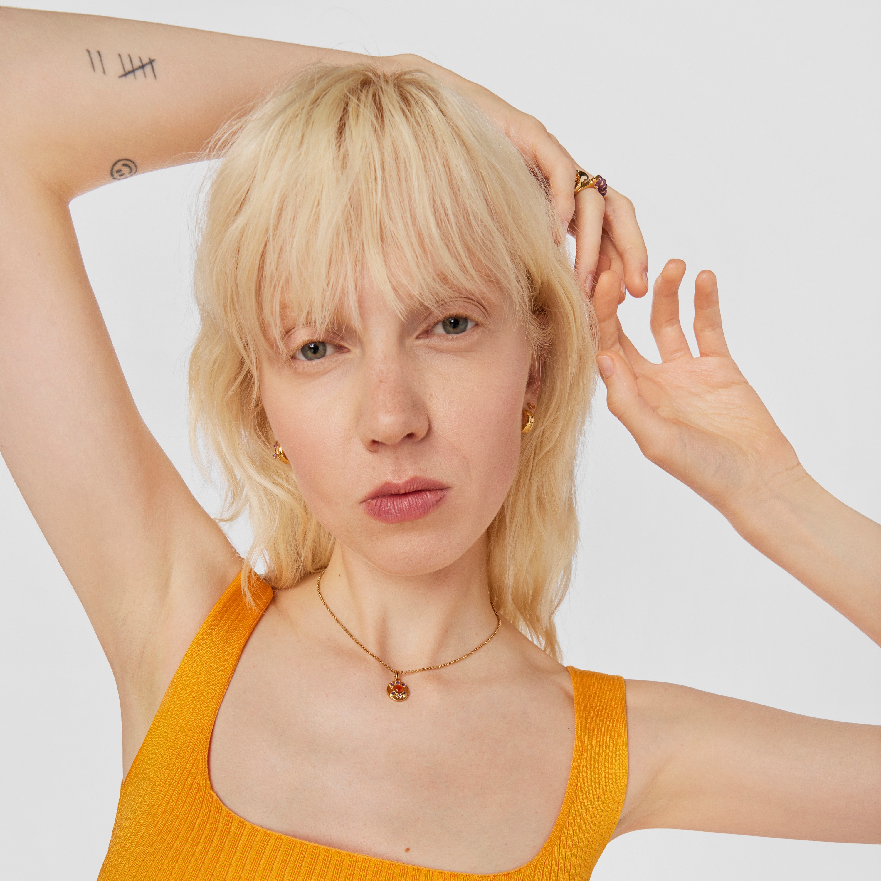 Silver vermeil Virtual Garden Medallion pendant with carnelian and amethyst