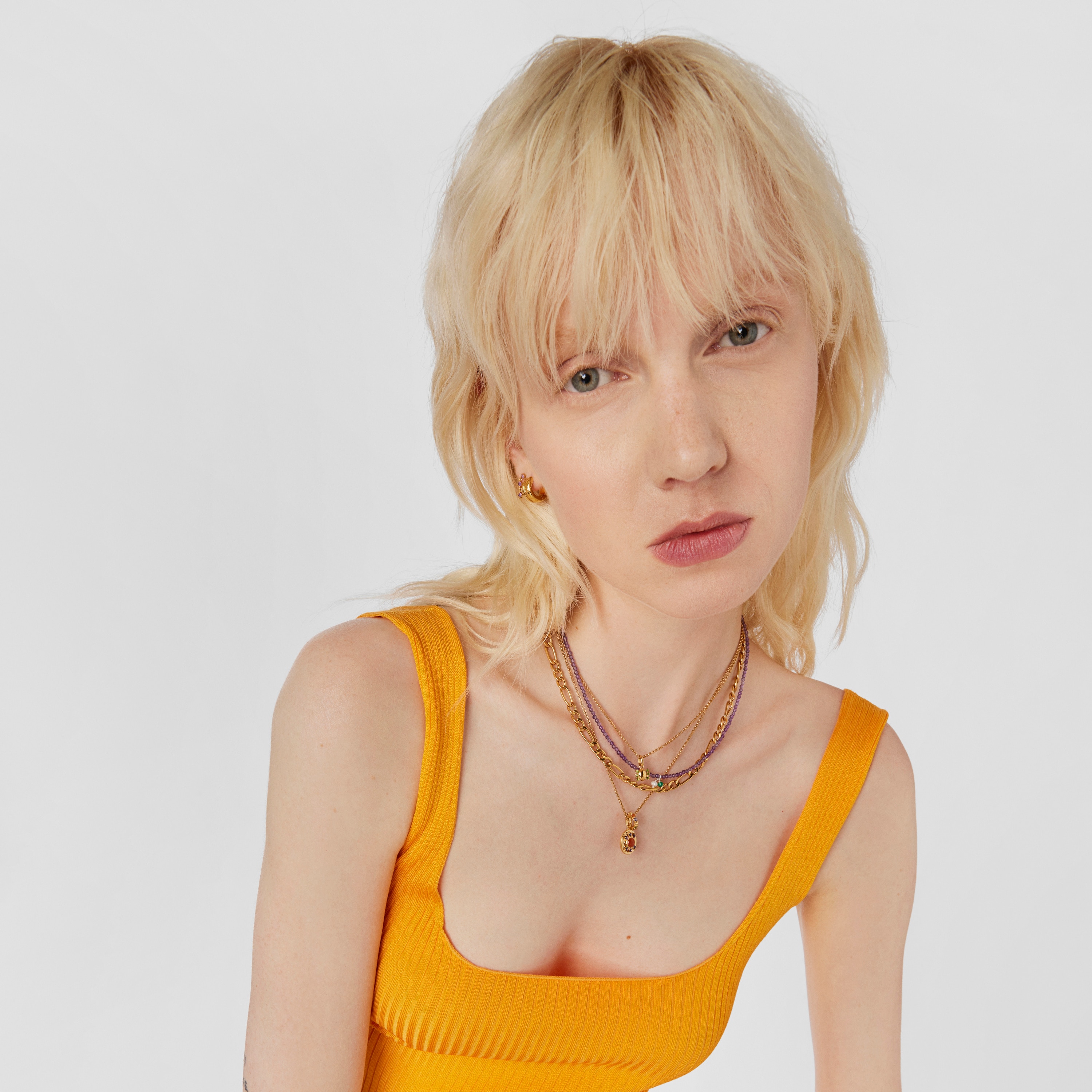 Silver vermeil Virtual Garden Medallion pendant with carnelian and amethyst