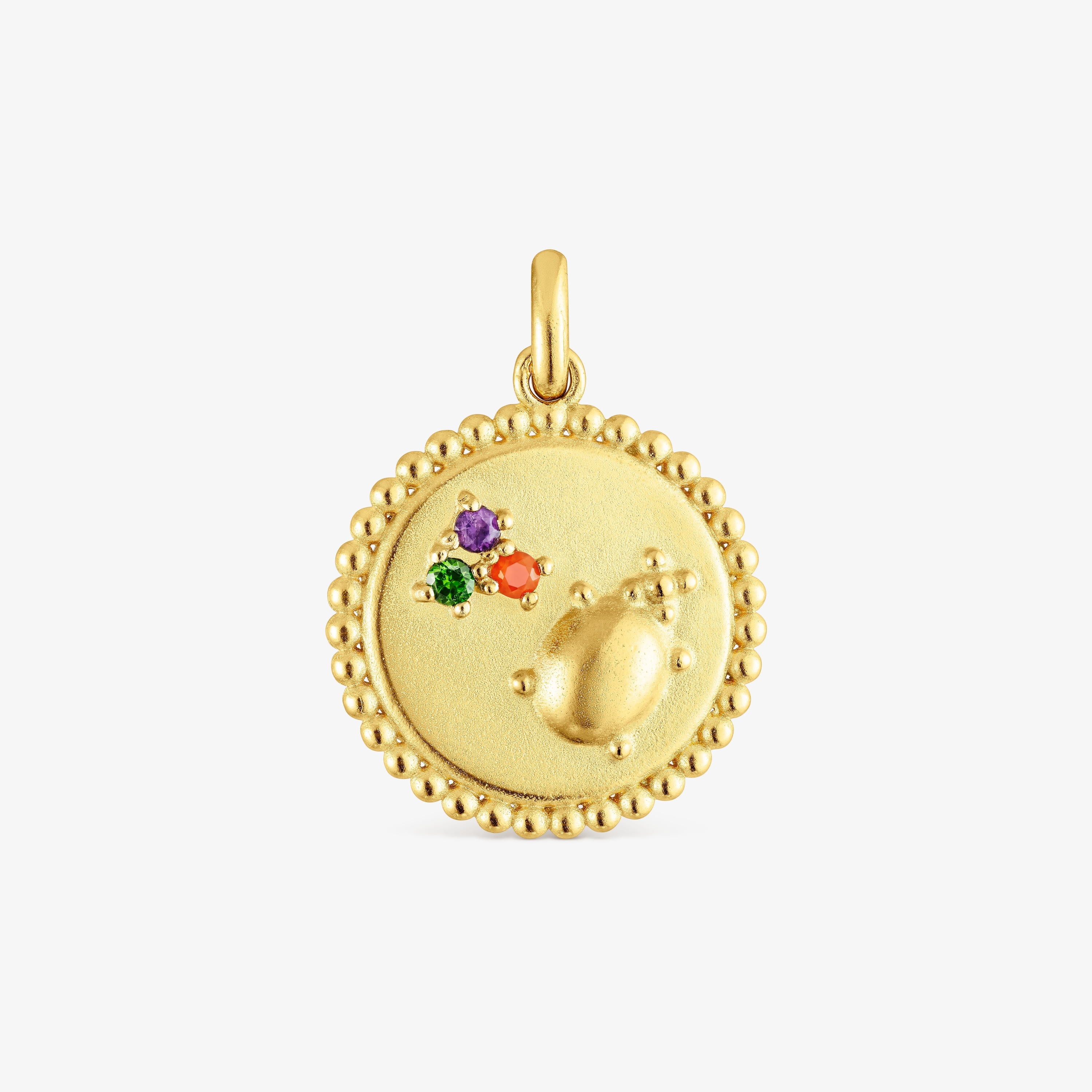 Silver vermeil Virtual Garden Medallion pendant with gemstones