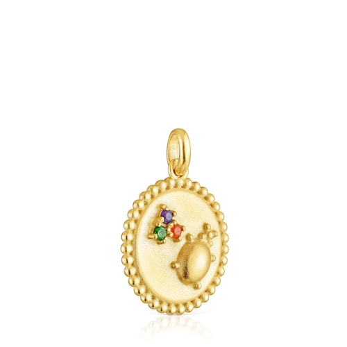 Silver vermeil Virtual Garden Medallion pendant with gemstones