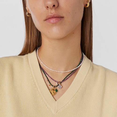 Silver vermeil Virtual Garden Medallion pendant with gemstones