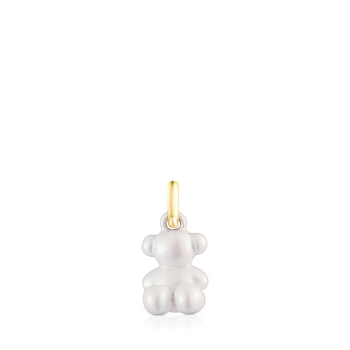 Colgante oso pequeño de acero en color blanco Bold Bear
