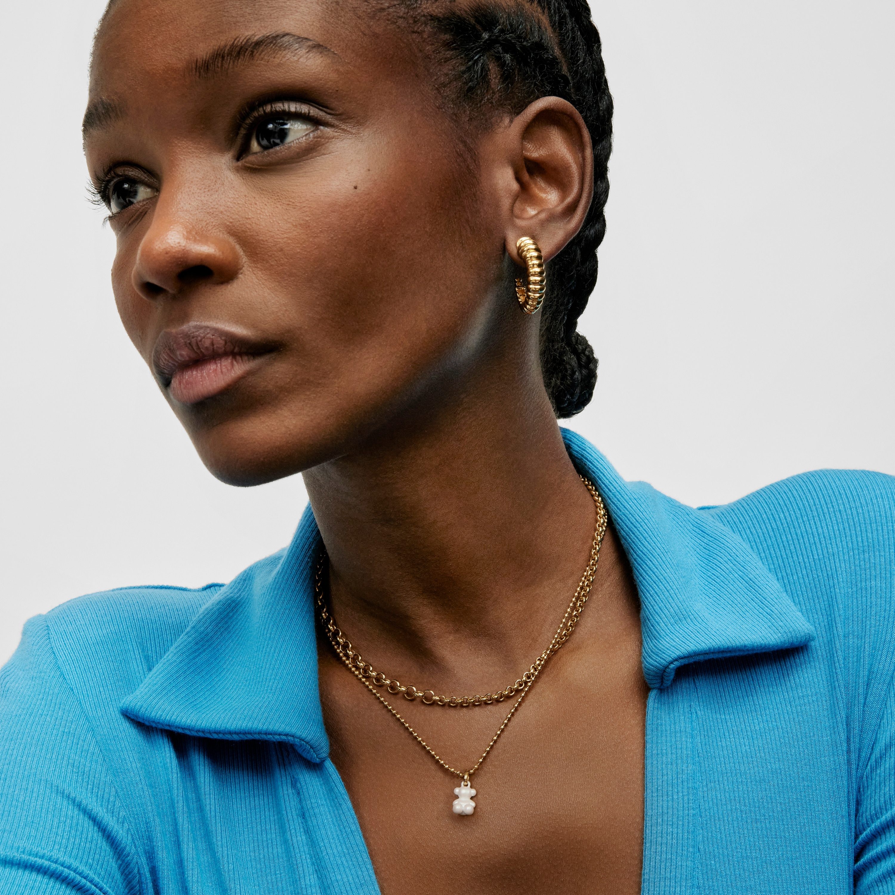 Bold Bear white steel bear Pendant