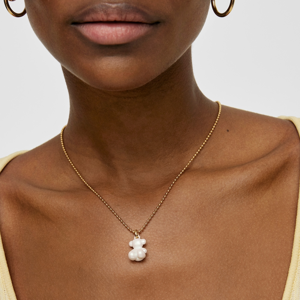 Wisiorek Bold Bear biała stal miś