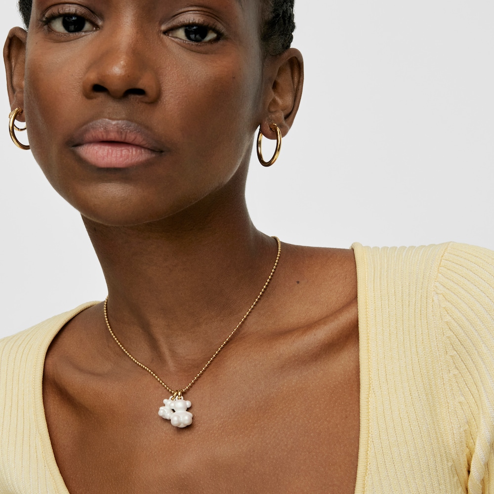 Wisiorek Bold Bear biała stal miś