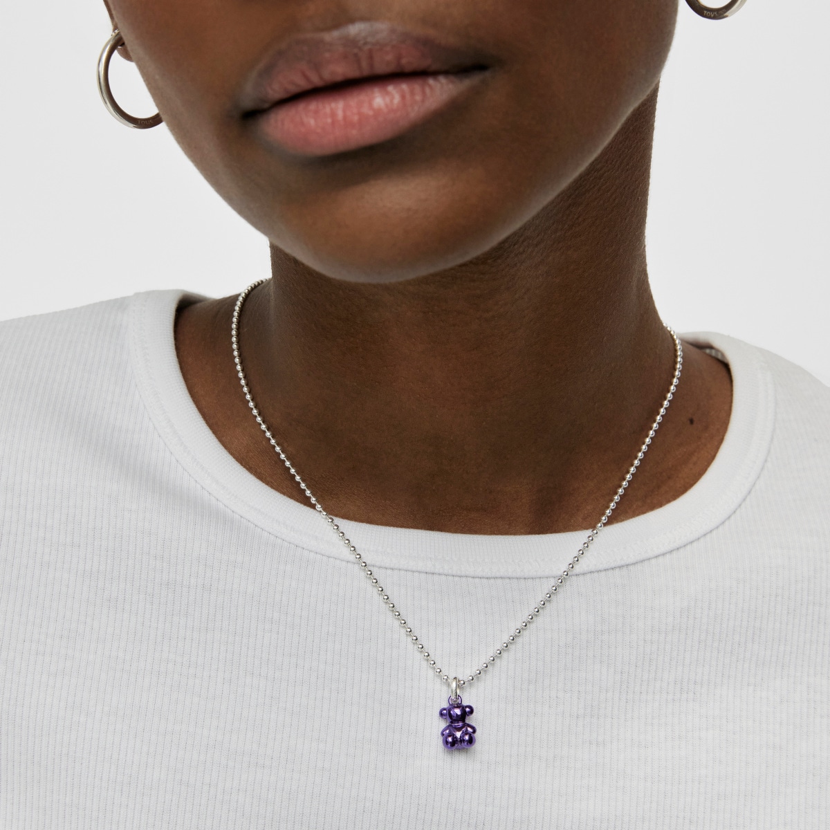 Small Bold Bear lilac steel bear Pendant