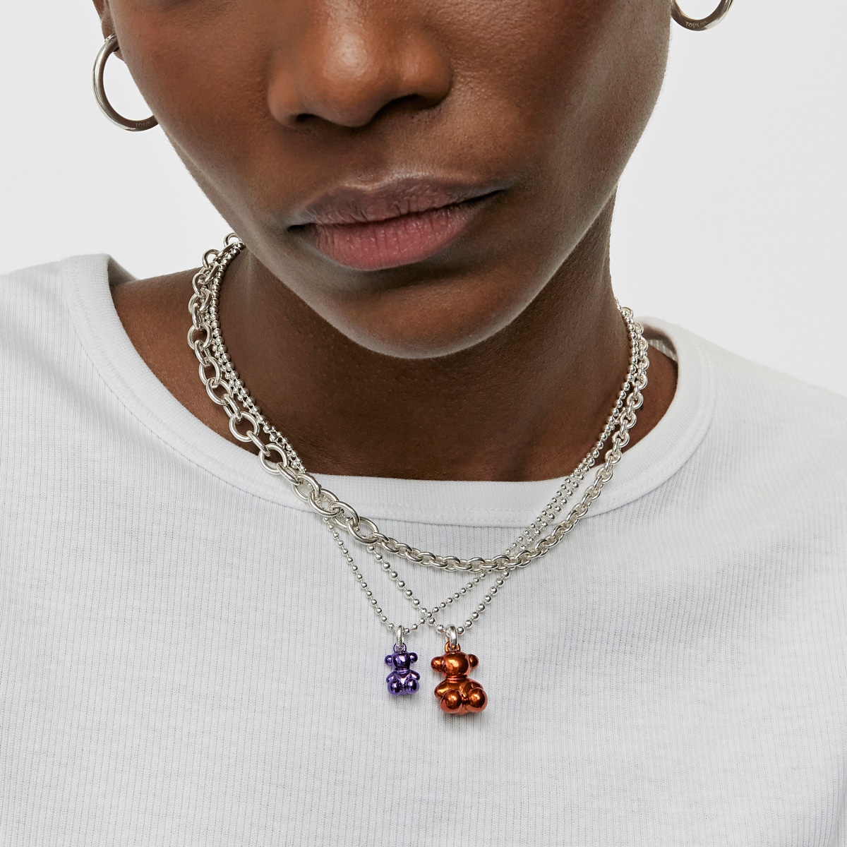 Small Bold Bear lilac steel bear Pendant