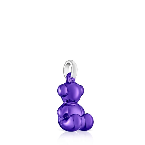 Colgante oso de acero en color lila Bold Bear