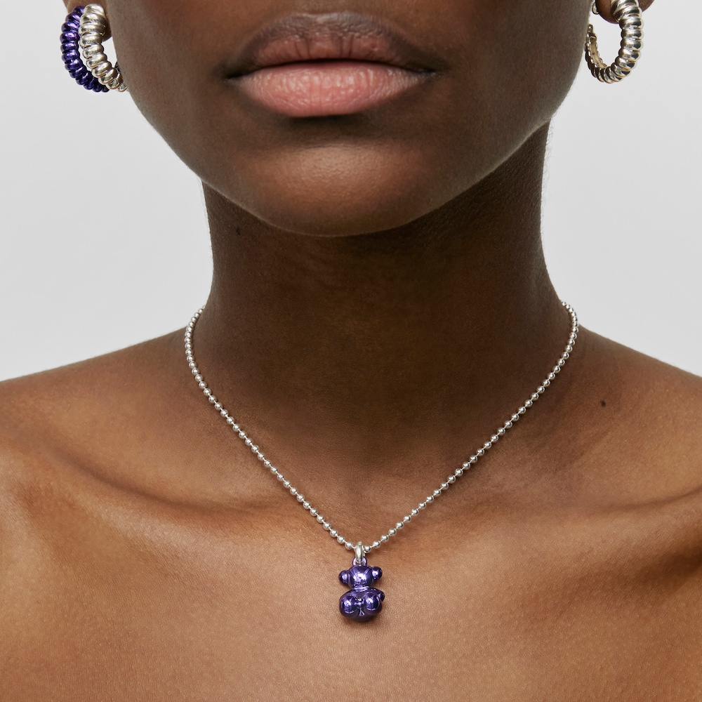 Bold Bear lilac steel bear Pendant