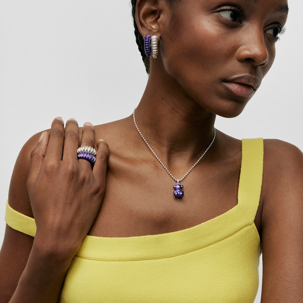 Bold Bear lilac steel bear Pendant