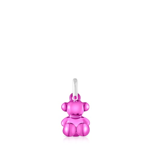 Colgante oso pequeño de acero en color rosa Bold Bear