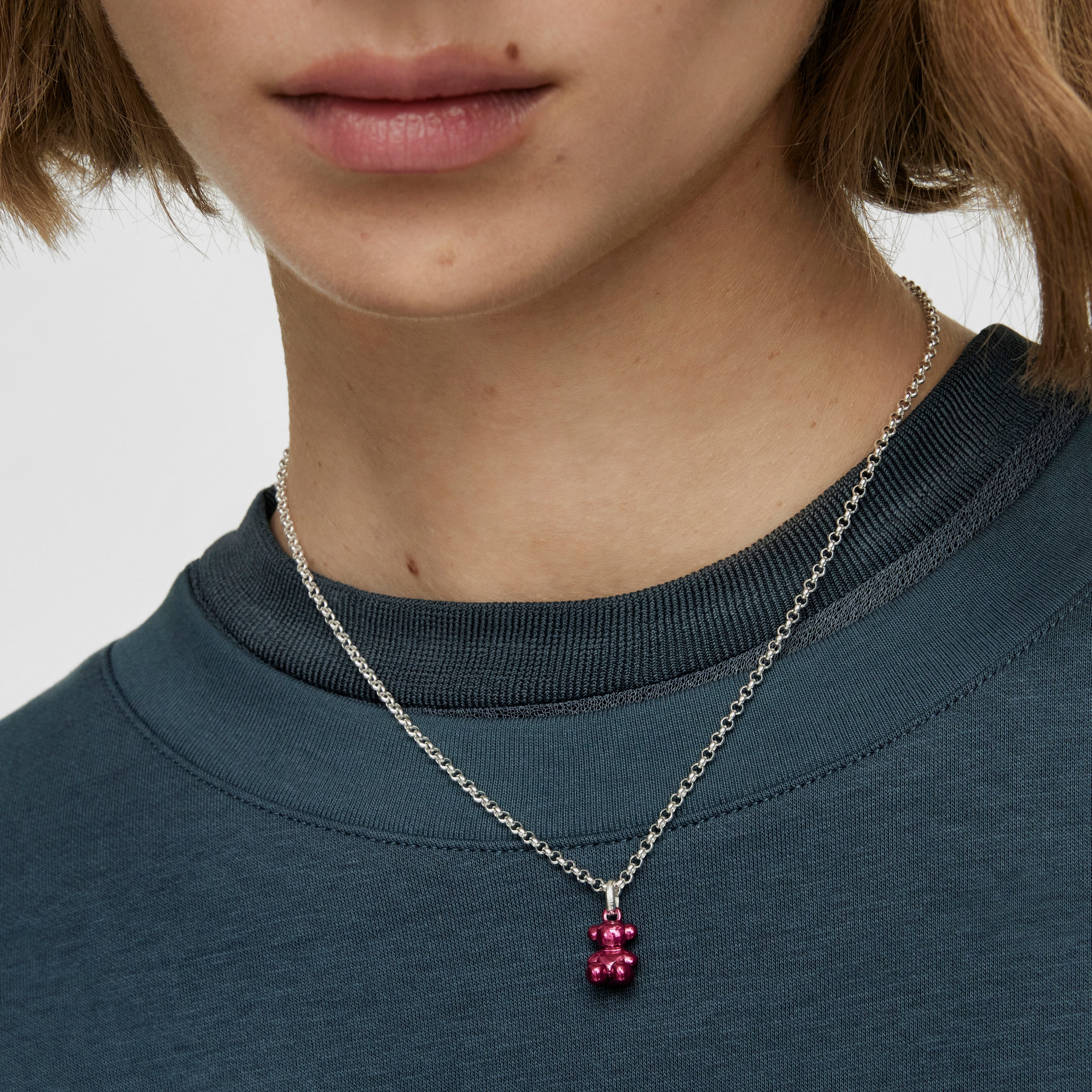 Bold Bear pink steel bear Pendant