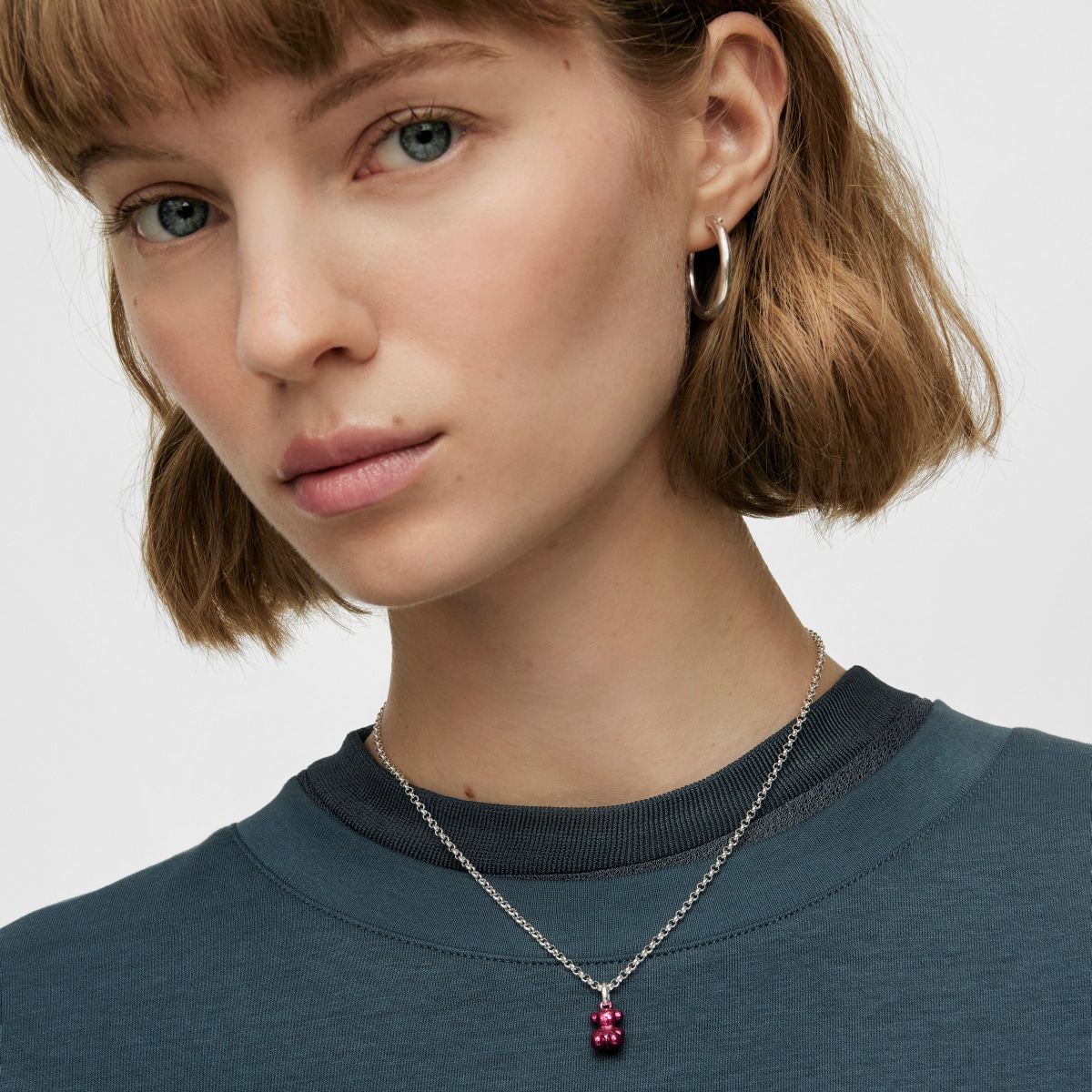 Small Bold Bear pink steel bear Pendant