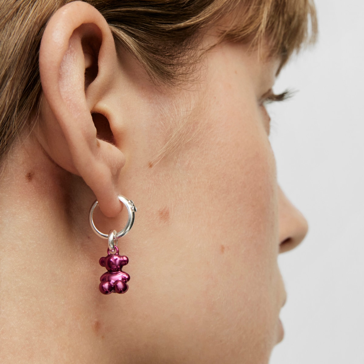 Small Bold Bear pink steel bear Pendant